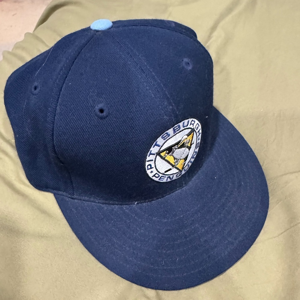 Pittsburgh Penguins Mitchell & Ness Navy Blue/ Light Blue Fitted Cap